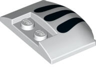 LEGO® 93604pb09c1 - LEGO fehér kocka, 3 oldalon lecsapott, 3 x 4 x 2/3 méretű, 3 fekete csíkkal (93604pb09c1)