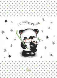 Babastar puha pelenkázó lap 50*70 cm - szürke panda és mamája - babyshopkaposvar