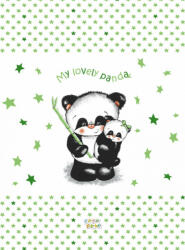 Babastar puha pelenkázó lap 50*70 cm - zöld panda és mamája - babyshopkaposvar