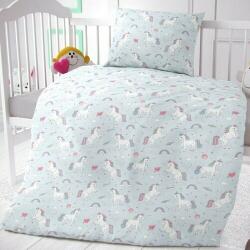 Kvalitex Lenjerie de pat, din bumbac, pentru copii Unicorn, gri, 90 x 135 cm, 45 x 60 cm