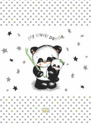  Babastar puha pelenkázó lap 50*70 cm - szürke panda és mamája