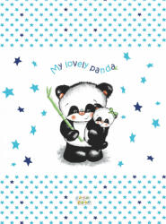Babastar puha pelenkázó lap 50*70 cm - kék panda és mamája - babastar