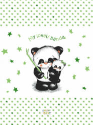 Babastar puha pelenkázó lap 50*70 cm - zöld panda és mamája - babastar