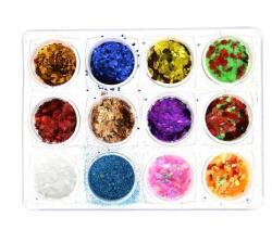 Global Fashion Set 12 decoratiuni paiete pentru unghii, diverse culori