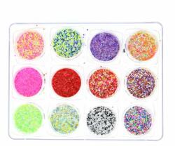 Global Fashion Set 12 paiete decorative pentru unghii, hexagoane si linii, multicolore