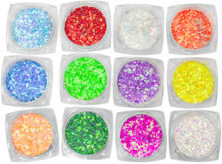 Global Fashion Set 12 decoratiuni paiete pentru unghii, hexagoane, diverse culori