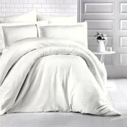 HomePuls Cearsaf de pat 2 persoane Damasc Bumbac 100% tip Hotel cu dunga 1 cm, 220x240 cm, Crem Deschis