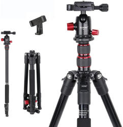 ZOMEi Trepied si monopod 3 in 1 din aluminiu, 40 - 138 cm, cap cu bila, sistem Quick Release, holder telefon inclus (Zom-M5)