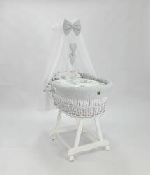 Ourbaby Pătuț alb din răchită cu echipament pentru bebeluș - Arici