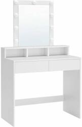 VASAGLE Fésülködőasztal tükörrel és izzókkal, 80 x 145 x 40 cm, fehér (RDT114W01)
