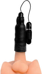 Trinity Vibes Lightning Stroke Silicone Stroker with Vibrating Bullet Black