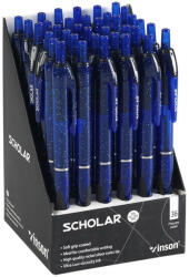  Golyóstoll nyomógombos Vinson V5 Scholar kék test gumírozott fogó 36 db-os displayben