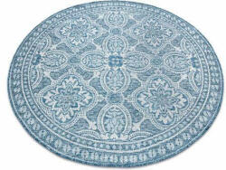 My carpet company kft Fonott sizal szőnyeg LOFT 21193 Kör boho elefántcsont/ezüst/kék kör 160 cm (DEV1205)