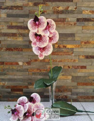 Orchidea gumis 5 virágos leveles, 57 cm - Pink Cirmos, gumis