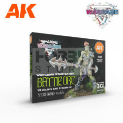 AK Interactive BATTLE ORC - WARGAME STARTER SET - 14 COLORS & 1 FIGURE - festékszett AK11768