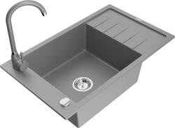 Mexen Elias, 1 kamrás gránit mosogató csepptálcával 80x48 cm konyhai csaptelep Telma, szürke, 6511-71-670200-71 (6511-71-670200-71)