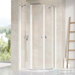 RAVAK CHROME CSKK4-80 80x80x195 cm-es íves zuhanykabin nyíló ajtóval, Fehér+Transparent, 3Q140100Z1 (3Q140100Z1)