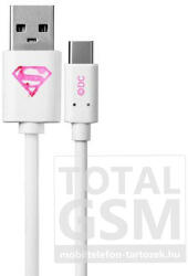 USB kábel DC - Superman 001 Apple iPhone 5 / 5S / SE / 5C / 6 / 6S / 6 Plus / 6S Plus / 7 / 7 Plus / 8 / 8 Plus / X / XS / XS Max / XR / 11 / 11 Pro / 11 Pro Max Lightning adatkábel 1m fehér