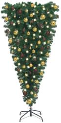 vidaXL Set pom Crăciun artificial LED-uri&globuri, negru 180 cm (3078016)