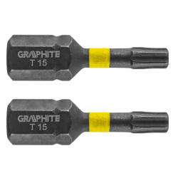 GRAPHITE Torziós ütvecsavarozó bit TX15 x 25mm, 2db (GRAPHITE-56H512)