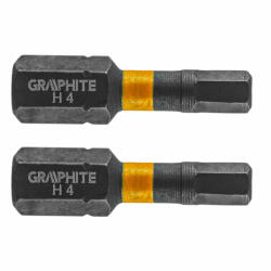 GRAPHITE Torziós ütvecsavarozó bit HEX4 x 25mm, 2db (GRAPHITE-56H507)