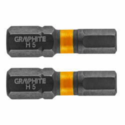 GRAPHITE Torziós ütvecsavarozó bit HEX5 x 25mm, 2db (GRAPHITE-56H508)