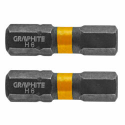 GRAPHITE Torziós ütvecsavarozó bit HEX6 x 25mm, 2db (GRAPHITE-56H509)