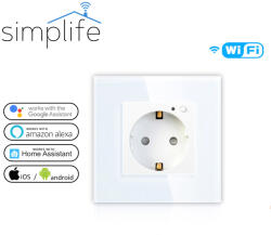 Simplife okos WiFi konnektor fogyasztásmérő funkcióval - fehér - GSRJ-ES01