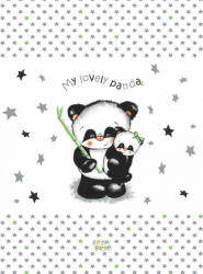 Babastar merev pelenkázó lap 50*70 cm - szürke panda és mamája - babyshopkaposvar