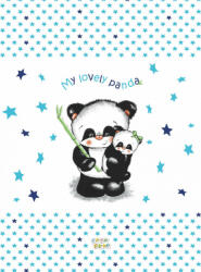  Babastar merev pelenkázó lap 50*70 cm - kék panda és mamája - babyshopkaposvar