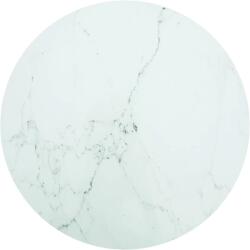 vidaXL Blat de masă alb Ø90x1 cm sticlă securizată cu design marmură (322251)