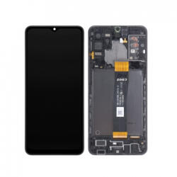 Samsung A326B Galaxy A32 5G LCD Kijelző+Érintőüveg+Előlap Keret, Fekete, Black (GH82-25121A, GH82-25122A) Gyári, Service Pack