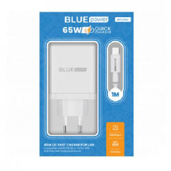  BLUE BPCE04 Power 65W hálózati töltőfej, gyors töltőadapter + Type-C adatkábel, töltőkábel, fehér