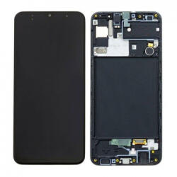 Samsung A307F Galaxy A30s LCD Kijelző+Érintőüveg+Előlap Keret, Fekete, Black (GH82-21190A, GH82-21191A) Gyári, Service Pack