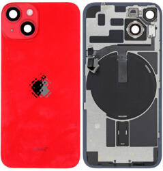 Apple iPhone 14 Plus - Hátsó üveg + Kamera lencse + Fémlemez + Magsafe mágnes (Red), Red
