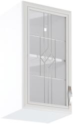 TEMPO KONDELA Felsőszekrény G40S üveggel, balos, fehér/sosna Andersen, SICILIA