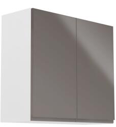 TEMPO KONDELA Felsőszekrény, fehér/szürke extra magasfényű, AURORA G80 - kondela