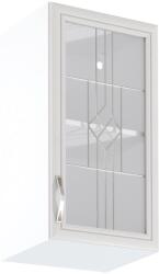 TEMPO KONDELA Felsőszekrény G40S üveggel, jobbos, fehér/sosna Andersen, SICILIA