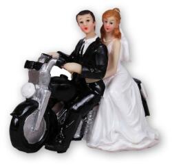Gyertyakovács Motoros nászpár esküvői tortadísz