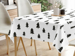 Goldea karácsonyi pamut asztalterítő - fekete karácsonyfák fehér alapon 80 x 80 cm