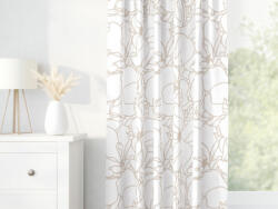 Goldea draperie 100% bumbac - flori bej deschis pe alb 220x140 cm