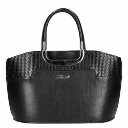 Karen elegáns nagy kézi táska billenő fogós fonott dekor fekete