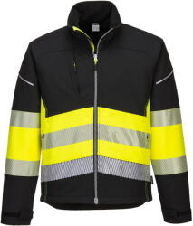 Portwest PW375 - PW3 Hi-Vis Class 1 softshell kabát (3L), fekete/sárga (PW375BKYXS) - munkavedelemzona