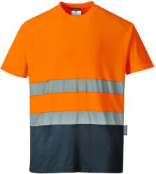 Portwest S173 - Kéttónusú Cotton Comfort póló, narancs/tengerészkék (S173ONR4XL)