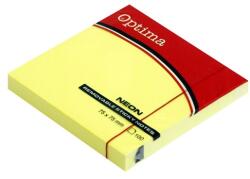 Optima Öntapadós jegyzet OPTIMA 75x75mm neon sárga 100 lap - papiriroszerplaza