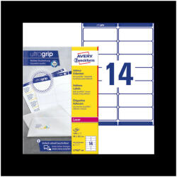 Avery Etikett címke, 99, 1x38, 1mm, öntapadó 14 címke/ív 100 ív/doboz, Avery fehér (L7163-100) - bestoffice