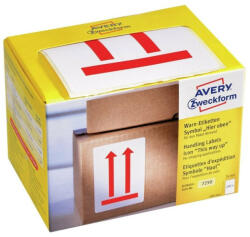 Avery Etikett címke, piktogram álló helyzetet jelző nyílak 74 x100mm, tekercses, 200 címke/doboz, Avery piros (7250) - bestoffice