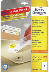 Avery Etikett címke, 199, 6 x143, 5mm, univerzális visszaszedhető, 2 címke/ív, 25 ív/doboz, Avery fehér (L4734REV-25) - bestoffice