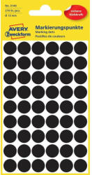 Avery Etikett címke, o12mm, jelölésre, 54 címke/ív, 5 ív/doboz, Avery fekete (3140) - bestoffice