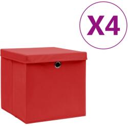 vidaXL Cutii depozitare cu capac, 4 buc. , roșu, 28x28x28 cm (325220)